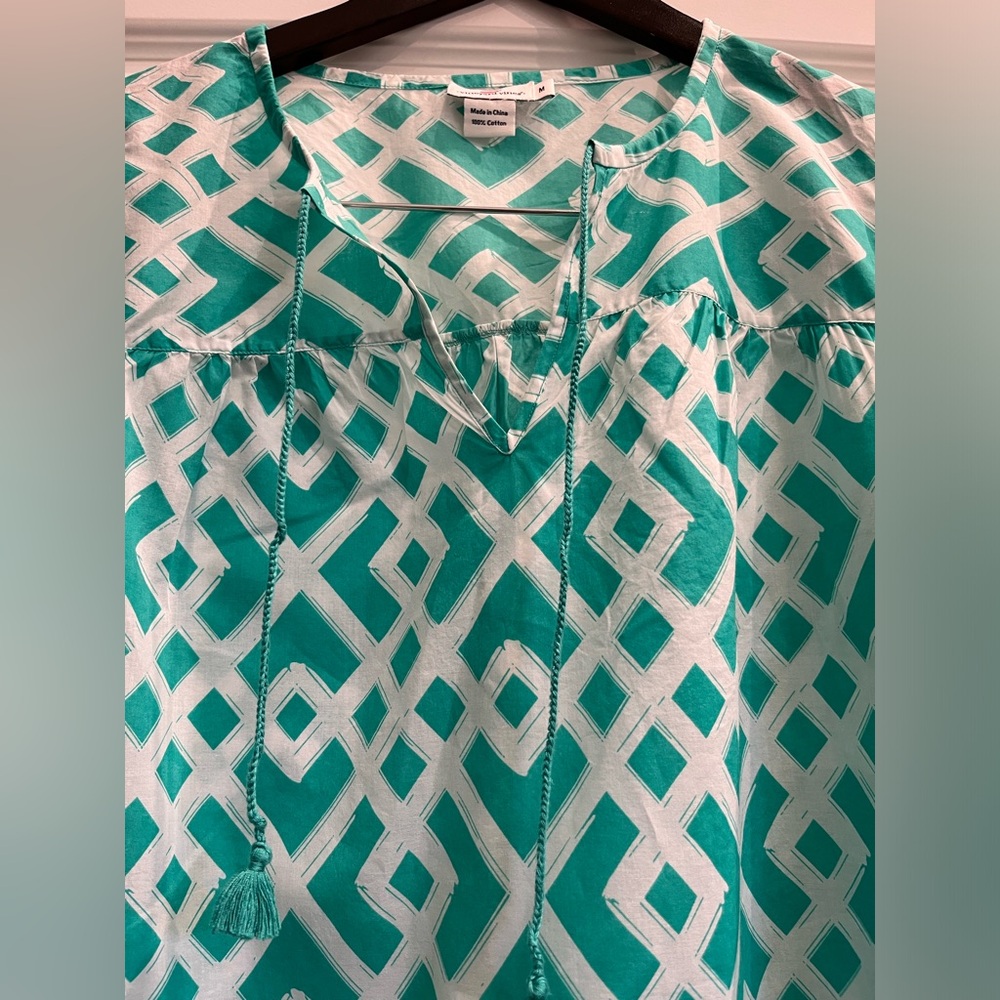 Vineyard Vines Diamond Lattice Tunic, Teal Green, Ladies M, Lightweight, EUC - Picture 2 of 9